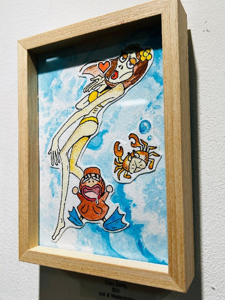 Clay Song - "Rare Sea Monsters" Framed Art ( Super Milk Chan Tribute Art Show )