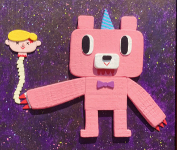 HeySoupFace - Party Bear - Original Artwork - Gloomy Bear Exhibition