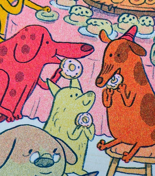 Doggy Tea Party Riso Print