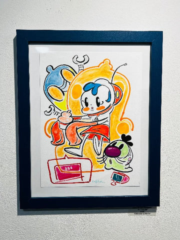 Leo Matsuda - "Shut Up and Sit Down!" Framed Art ( Super Milk Chan Tribute Art Show )