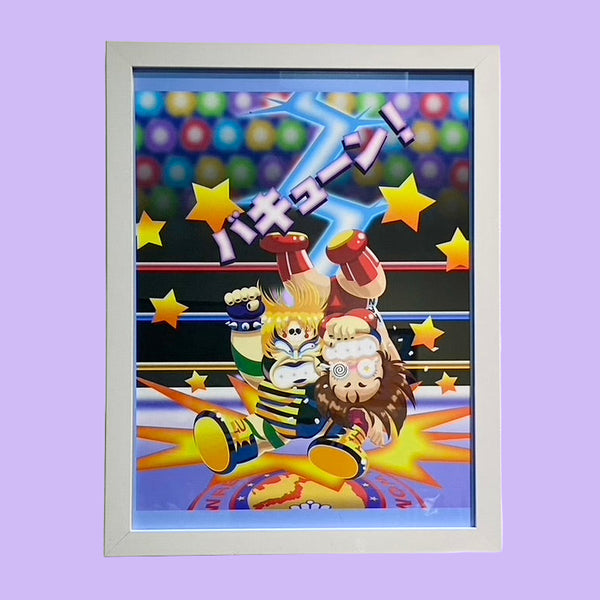 Little Devils Club - " Bakyuuun Superplex!" Framed Art Print | Power Slam!: Pro Wrestling Show
