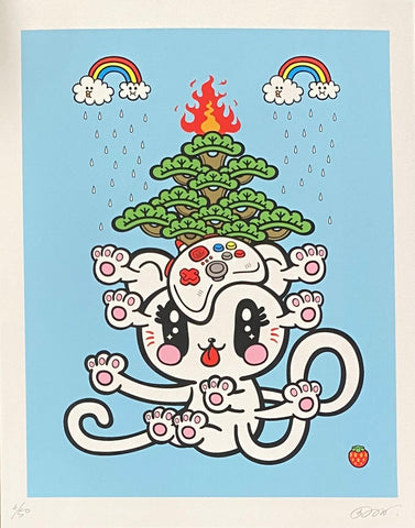 Hideyuki Tanaka- Genso Neko/ Bonsai Screen Print (Q Pop Exclusive - Hideyuki Tanaka Art Show)