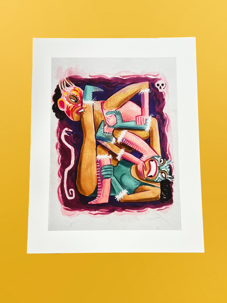 Carey Yost - Luchadoras Cubismo - Art Print | Power Slam!: Pro Wrestling Show