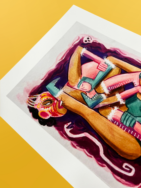 Carey Yost - Luchadoras Cubismo - Art Print | Power Slam!: Pro Wrestling Show