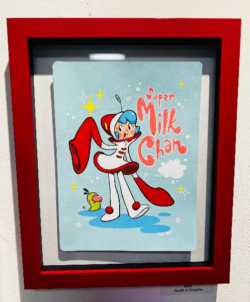 Chi Ngo - "She is Super Milk-Chan!" Framed Art ( Super Milk Chan Tribute Art Show )