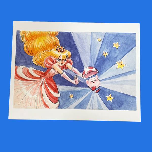 Fawn Veerasunthorn- Peach Power Art Print - Mario Bros Show