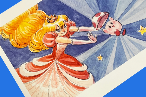 Fawn Veerasunthorn- Peach Power Art Print - Mario Bros Show
