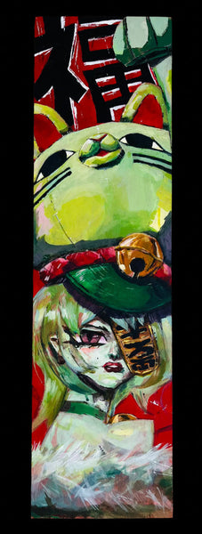 Asher Borison - Maneki Neko Hat Girl - Original Art- Maneki Neko Exhibition