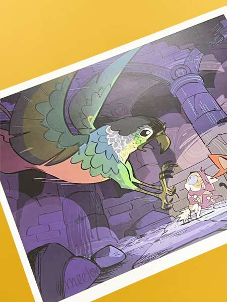 Amie Sanchez DND Cat & Bird Art Print