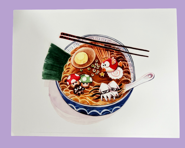 Fawn Veerasunthorn- Ramen For Champion Art Print - Mario Bros Show