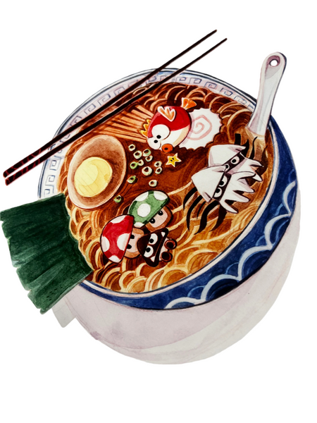 Fawn Veerasunthorn- Ramen For Champion Art Print - Mario Bros Show