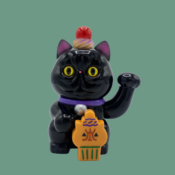 Refreshment Toy - Black Exotic Lucky Cat : Lavender Whip | Soft Vinyl Toy
