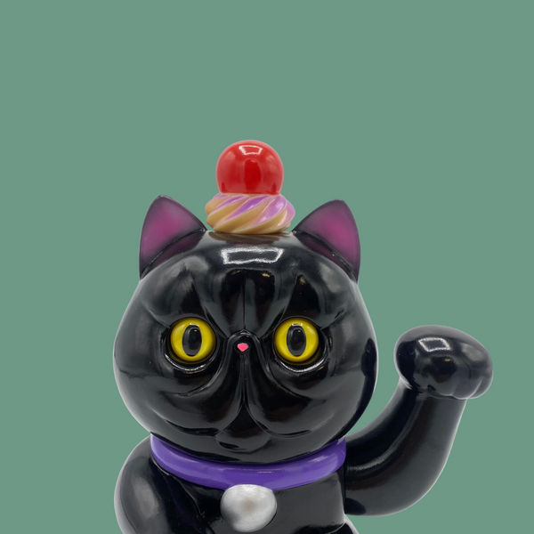 Refreshment Toy - Black Exotic Lucky Cat : Lavender Whip | Soft Vinyl Toy