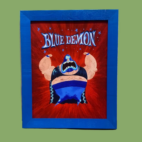 Nikolas Ilic - "Blue Demon" Framed Art Print | Power Slam!: Pro Wrestling Show