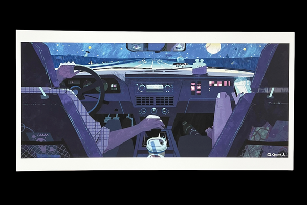 Jane Schneider - Night Drive Home Art Print - Dream Team Show