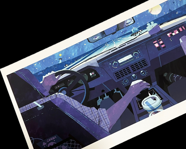 Jane Schneider - Night Drive Home Art Print - Dream Team Show