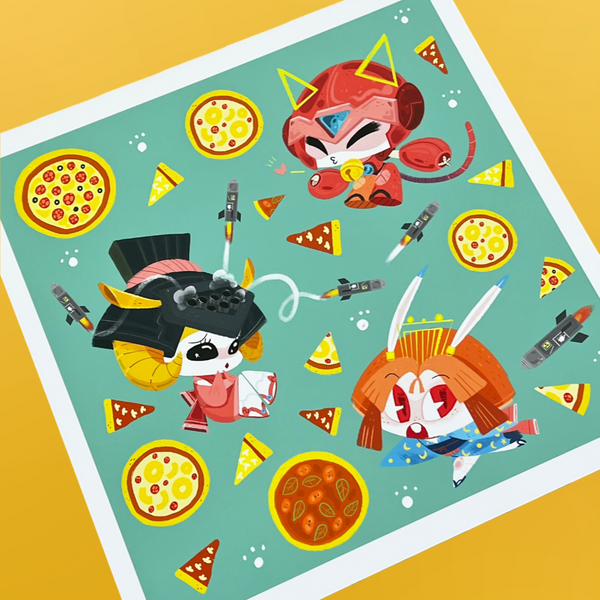 Keiko Murayama - Cat Oh Ninden Art Print - Tatsunoko Show