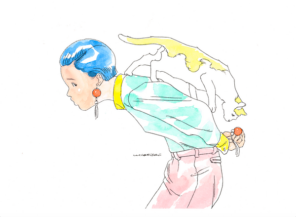 Luca Tieri - Earrings Original Art Work - NO FRAME - Lily in LA Exhibition