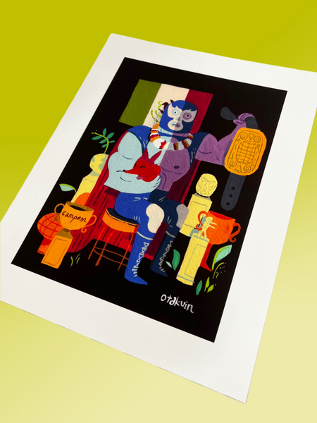 Oliver Akuin - Demonio Azul - Art Print | Power Slam!: Pro Wrestling Show