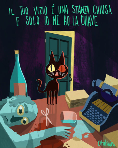 Oliver Akuin - "Your Vice Is A Locked Room" Framed Print | Crimson Shadows: Italian Horror Art Exhibition