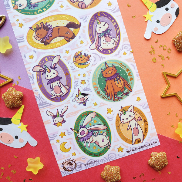 Unicorn Land Critters Sticker Sheet