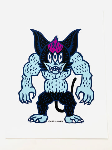 Art Junkie Pop Up Show - Violent Cat Devil Art Print